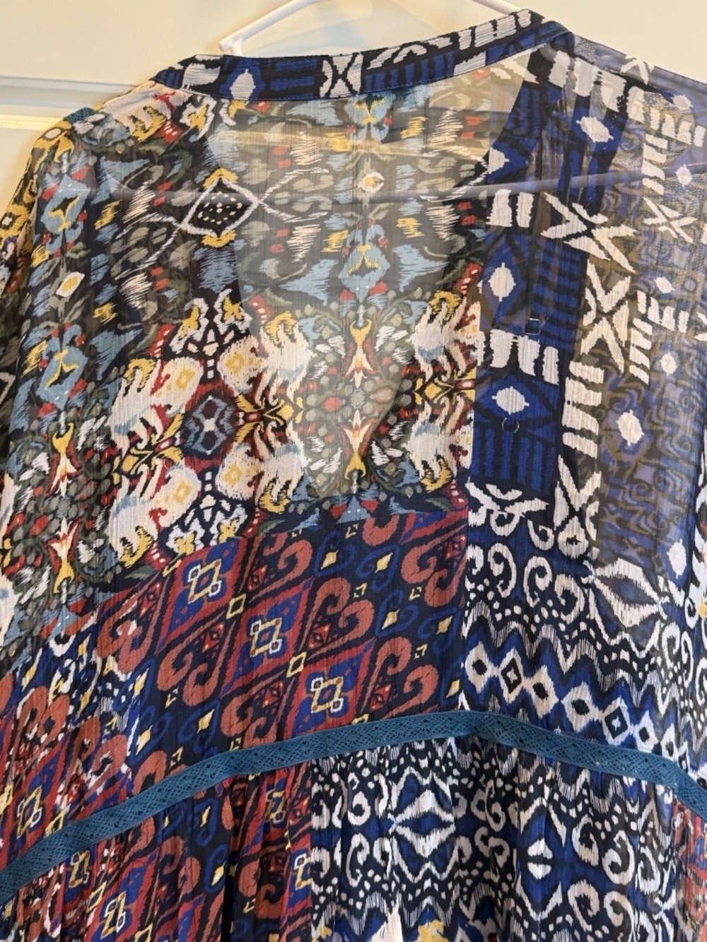 Sundance Trephina Sheer Patchwork Dress Crochet Trim Boho Petite XL - Picture 10 of 11